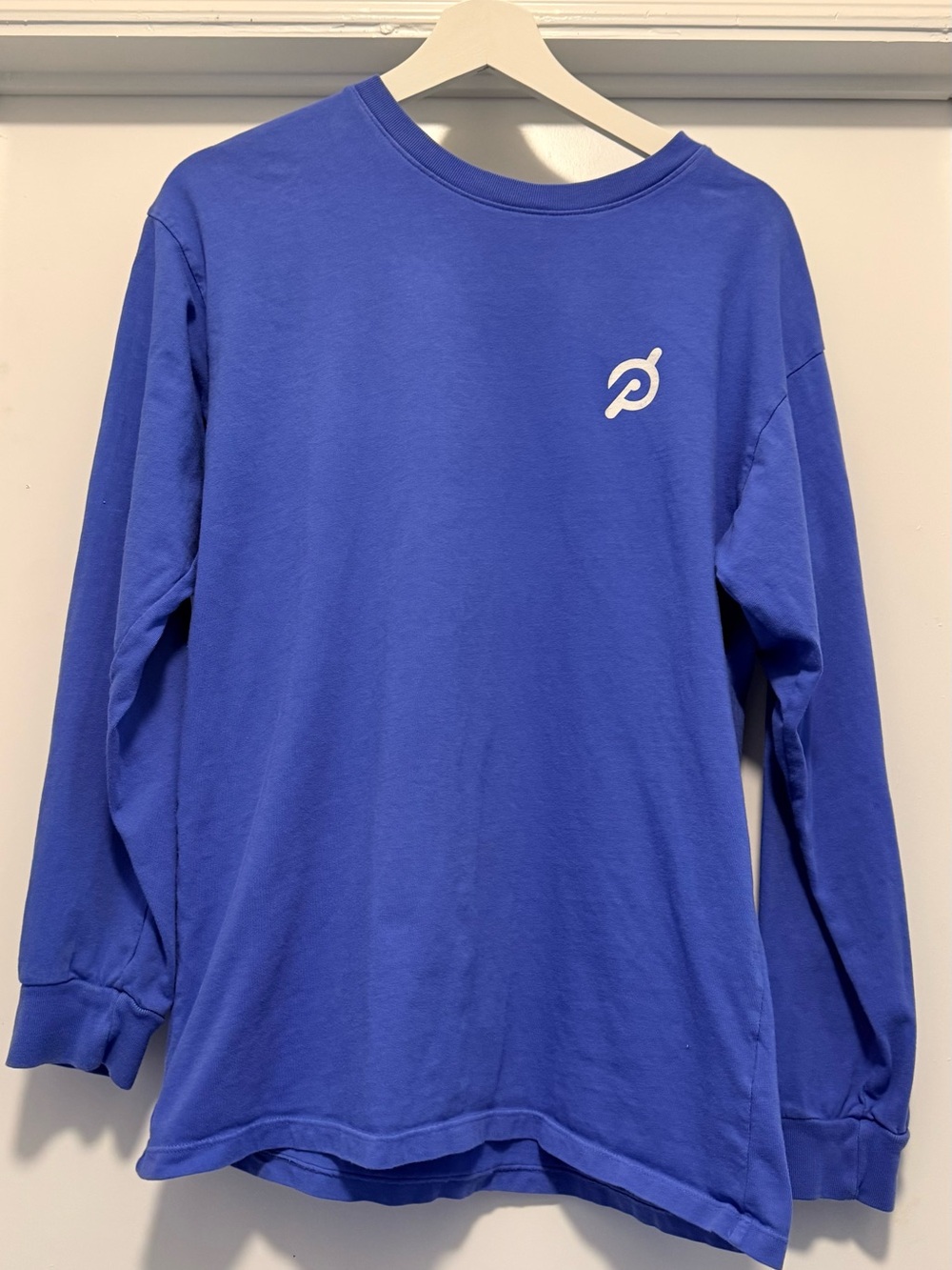 Peloton Long-Sleeve Crewneck Shirt in Blue with White Logo Size Medium
